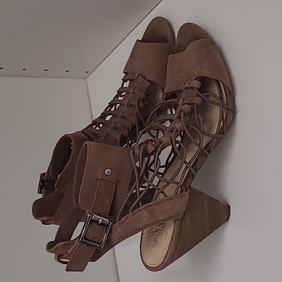 Vince Camuto Taupe Leather Caged Sandal - Picture 2 of 4